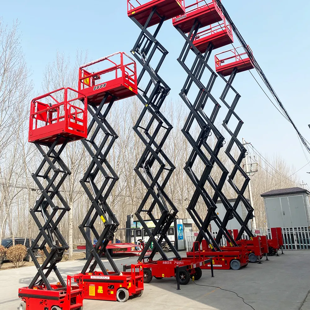 12 m 500 kg Semi electric platform mobile scissor lift with Extendable platform