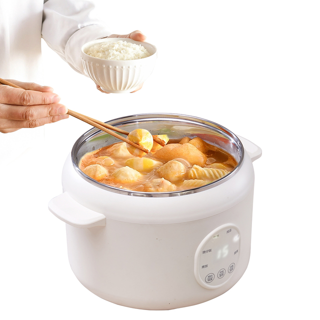 1-2 Capacity Electric Rice Cooker with Customized Stainless Steel and Plastic Pot Intelligent Design