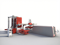 Système de chargement/déchargement automatique par portique avec bras robotisé de palettisation ou stockage pour ligne de production de découpe laser de tôles