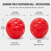 Balle distributrice de friandises pour chien en TPE à texture diamant, balle interactive à libération de nourriture, jouet à mâcher résistant aux morsures pour chiens