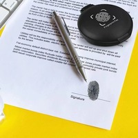 Mini tampon transparent portable pratique pour usage de bureau, presse à empreintes digitales rose