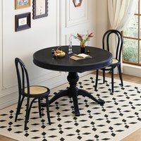 Table à manger extensible en bois massif de style français, table ronde rétro américaine pour petit appartement, table à manger pliante pour salon