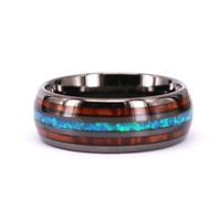 Cusotm Make Gun Black Koa Holz und natürliches Blue Opal Inlay Fashion Man Ring 2020