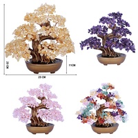 Vente chaude de haute qualité naturel Rose Quartz porte-bonheur cristal gravier pierre Citrine améthyste cristal argent arbre