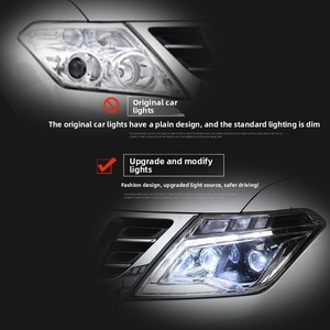 Pour Nissan Patrol Y62 2012-2019, ensemble de phares modifiés, projecteur quadruple, Bi-LED, bleu glace, clignotant dynamique DRL - Product Image 5