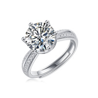 BASQUESUN Usine en gros personnalisé S925 argent moissanite demi-paroi argent plaqué or 18 carats bague Saint Valentin à la mode