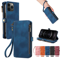 Étui portefeuille en cuir PU pour iPhone 12 Pro Max, 9 emplacements pour cartes + poche zippée pour pièces de monnaie, béquille, blocage RFID, 360° °   Protection