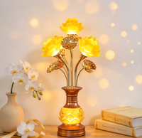 Lampe de table LED AC contemporaine en fer Lotus Buddha, écologique, pour la décoration de la chambre à coucher