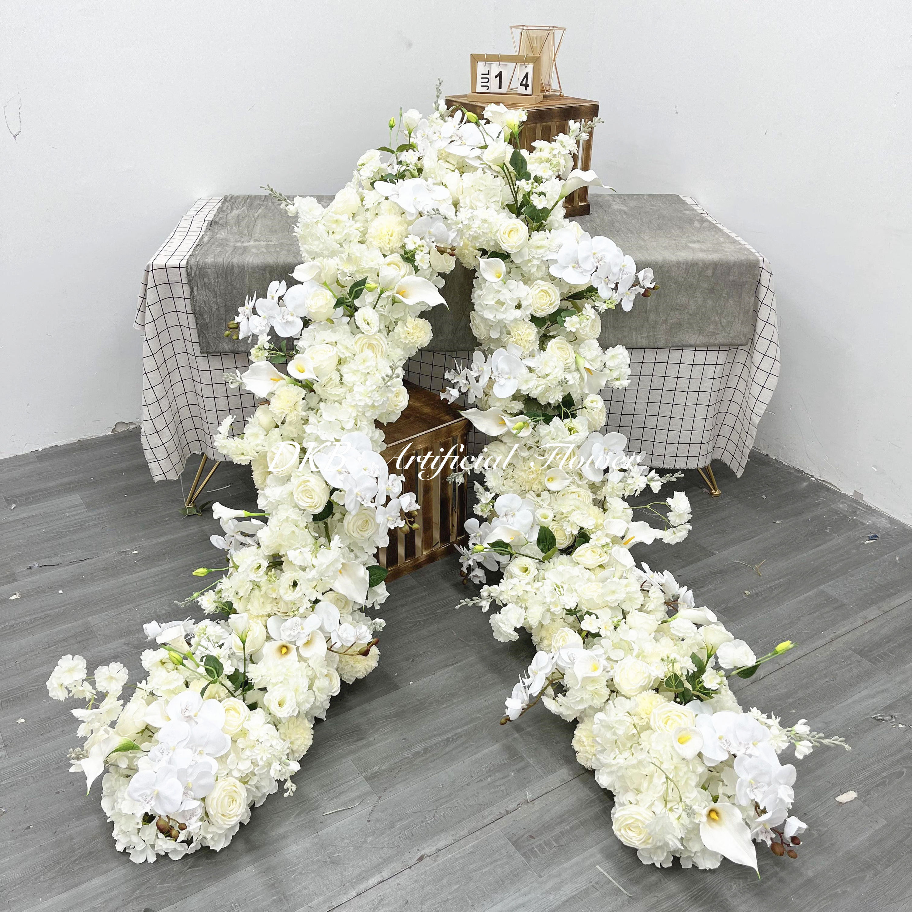 Wholesale White Rose Flower Runner High Quality Flower Garland Table ...