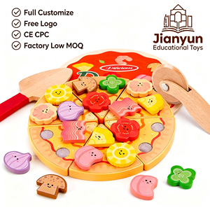 Set Giocattolo in Legno per Tagliare la Pizza, 27 Pezzi, Gioco Educativo Montessori per Bambini dai <span class=keywords><strong>3</strong></span> Anni in Su, Vendita all'Ingrosso OEM - Product Image 1