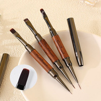 Ensemble de stylos de manucure d'art d'ongle professionnel brosse à ongles acrylique Gel plat de luxe avec manche en bois pour les techniciens professionnels des ongles