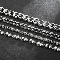 Bracelets pour hommes femmes Biker Creative Punk Vintage argent acier inoxydable gothique squelette crâne cubain lien chaîne