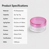 Pot cosmétique vide en plastique PS 2g 3g 5g avec couvercle à vis 28mm, pots d'échantillons transparents, vente en gros, pour crème et voyage