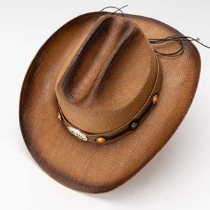 Sombrero de Paja de Papel Estilo Americano Retro a Cuadros, Unisex, Borde Ancho Enrollado, para Verano, Aire Libre, Protección Solar Diaria - Product Image 4