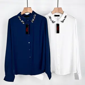 Manufacturers Design Long Sleeves For Elegance Button Up Shirts Rhinestone Shirt Shirts For Women