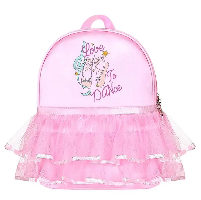 Rosa Süße Rüschen Spitze Stickerei Dance Schuhe Reise Rucksack Ballett Dance Tote Taschen Kinder Mit Halskette Mädchen