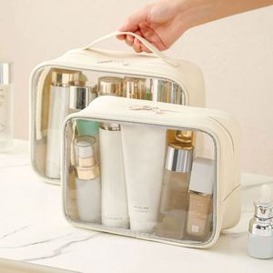 New High-End <b>Transparent</b> PVC Candy Water Resistant Storage <b>Bag</b> Portable Large Travel Case Zipper Soft Handle Women's Cosmetic - Product Image 1