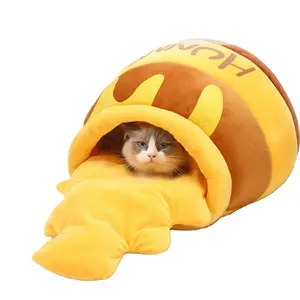 Cute honey pot cat nest autumn winter deep sleep warm dog pet bed