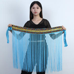 Jh551 Bufanda Tribal de Cadera para Danza del Vientre para Mujer con Flecos, Cortador de Cadena de Franela para Máquina Overlock - Product Image 1