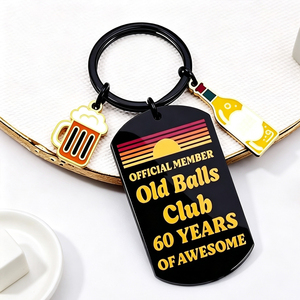 Porte-clés 60ème Anniversaire Club des Vieillards 60 Ans, Breloques Bouteille de Bière et Chope, Porte-clés en Métal, Cadeau d'Anniversaire Amusant <span class=keywords><strong>pour</strong></span> Hommes, Papa, Grand-père - Product Image 1