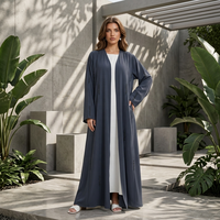 Abaya brodée violette pour femme, robe musulmane coupe trapèze, avec dentelle, kaftan ouvert sur le devant, longue cardigan de luxe, robes arabes islamiques de Dubaï