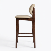 Tabouret de bar moderne rembourré, chaise de bar en bois beige et marron avec dossier, siège de comptoir pour cuisine, salle à manger, bar à domicile