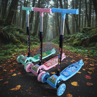 Trottinette pour enfants à prix réduit, pliable, réglable en hauteur, design enfantin, 3 roues, avec 3 roues clignotantes, certifiée CE EN71