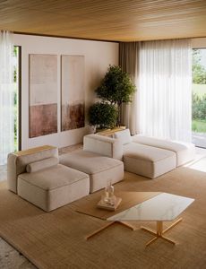 Avant-garde Minimalist Modular Sectional with Fabric <b>Cover</b> and Sponge Filling Modern Geometric Blocky Design Set - Product Image 2