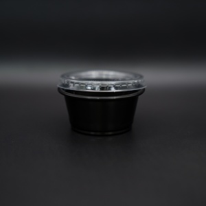 Vasos de Salsa Desechables de Plástico Transparente Negro de 2.5 Oz de Buena Calidad con Tapas, Recipientes Pequeños - Product Image 4