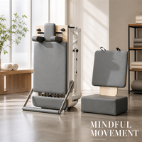 Machine de Pilates Reformer Pliable Personnalisable pour Studio, en Aluminium Blanc et Noir, Reformer Commercial Pliant, Lit de Pilates pour le Renforcement du Tronc