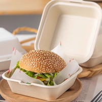 6 pouces biodégradable à clapet canne à sucre bagasse Burger frites poulet boîte bagasse pulpe Hamburger Burger pomme de terre boîte personnalisée