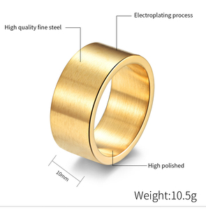 Anello in Acciaio al Titanio Opaco Spazzolato 10mm, Anello Retrò da Uomo Trendy Hip-hop in Acciaio Inossidabile - Product Image 3