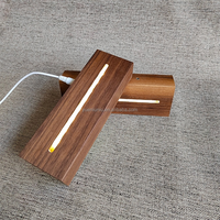 Support de lampe de nuit 3D rectangulaire USB, lumière LED multicolore, base de lampe en bois minimaliste, alimenté par piles, pour salon