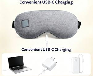 Masque oculaire chauffant sans fil en graphène à infrarouge lointain, lavable, type compresse chaude, rechargeable USB-C, masque de sommeil réutilisable pour soulager la sécheresse oculaire et la fatigue oculaire - Product Image 2