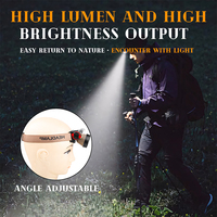 Linterna Frontal LED COB Recargable de 2000 mAh, Resistente al Agua IP66, 5 Modos, Haz de Luz Ajustable, Carga USB-C, Portátil, Luz Roja, para Camping