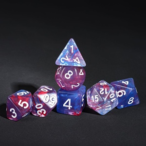 Ensemble de dés polyédriques en acrylique translucide bicolore à logo personnalisable, 7 pièces, pour Dungeons and Dragons <span class=keywords><strong>RPG</strong></span> - Product Image 4