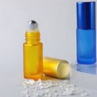 Flacons roll-on cylindriques portables vides de 5 ml pour cosmétiques, personnalisables, colorés, pour parfum, huiles essentielles, gouttes pour les yeux, en verre
