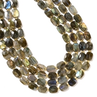 Perles de pierres précieuses rectangulaires plates à facettes en labradorite naturelle, quartz rose et améthyste 8x10mm en gros pour la fabrication de bijoux, boucles d'oreilles DIY