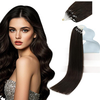 Extensions de cheveux humains vierges bruts 12A pré-collées en gros, double épaisseur, avec micro-anneaux et micro-boucles
