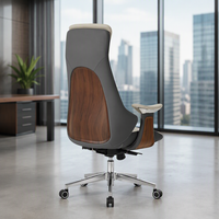 Chaise de bureau ergonomique en cuir de qualité supérieure, dossier haut, pivotante, réglable, avec structure en chrome poli et support lombaire renforcé en acier