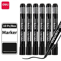 Stylo marqueur Deli SK109 - Noir à base d'huile, résistant à la décoloration, pointe large de 1,8 mm, grande capacité, séchage rapide, imperméable, bleu, rouge