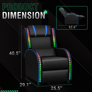 जेयूनियन थोक रीक्लिनिंग समायोज्य गेमिंग सोफा फॉक्स चमड़े रेसिंग गेम कुर्सी के साथ आरजीबी एलईडी लाइट और मालिश लंबर समर्थन - Product Image 3