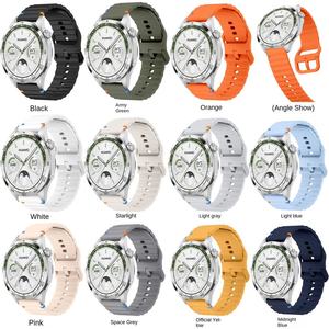 สายนาฬิกาซิลิโคนสำหรับ Huawei Watch GT5 Sporty ขนาด 20 มม. 22 มม. แบบเปลี่ยนได้ ระบายอากาศได้ดี สีชมพู หัวแบน ลายเส้นคลื่น สวยงาม - Product Image 2