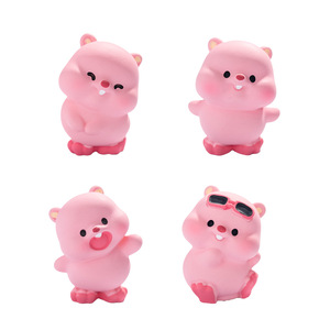 Figurine en résine Dp Pink Beaver, mini décoration de dessin animé pour bureau, voiture, salon - Product Image 5