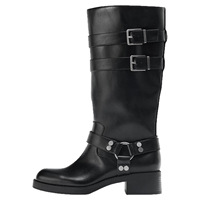 Bottes Western rétro noires style Merado, bottes à bout carré et à talon épais pour femmes pour la nouvelle saison automne/hiver
