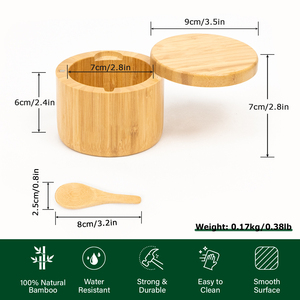 Gl Tre Tự Nhiên Bằng Gỗ Biểu Tượng Tùy Chỉnh Vòng Gia Vị Lưu Trữ Container Gia Vị Jar Hữu Cơ Tre Muối Hộp Với Nam Châm Xoay Nắp - Product Image 2