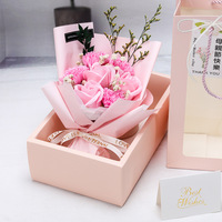 Savon en forme de roses artificielles Shangchu, bouquet de roses roses faites à la main, coffret cadeau pour la fête des mères, la Saint-Valentin