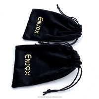 Luxe feuille d'or impression noir velours jouets sexuels pochette à poussière pour vibrateur en Silicone doux épais velours batterie externe sac de protection