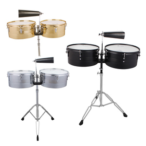 Juego de <span class=keywords><strong>Timbales</strong></span> de 13+14 o 14+15 Pulgadas con Soporte y Cencerro, Instrumentos de Percusión OEM de Fábrica - Product Image 1