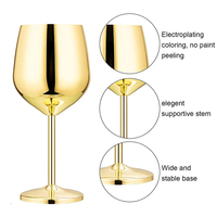 500ml Verres à vin en acier inoxydable or Champagne Gobelet verre